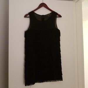 Fringe Flapper Mini Little Black Dress
